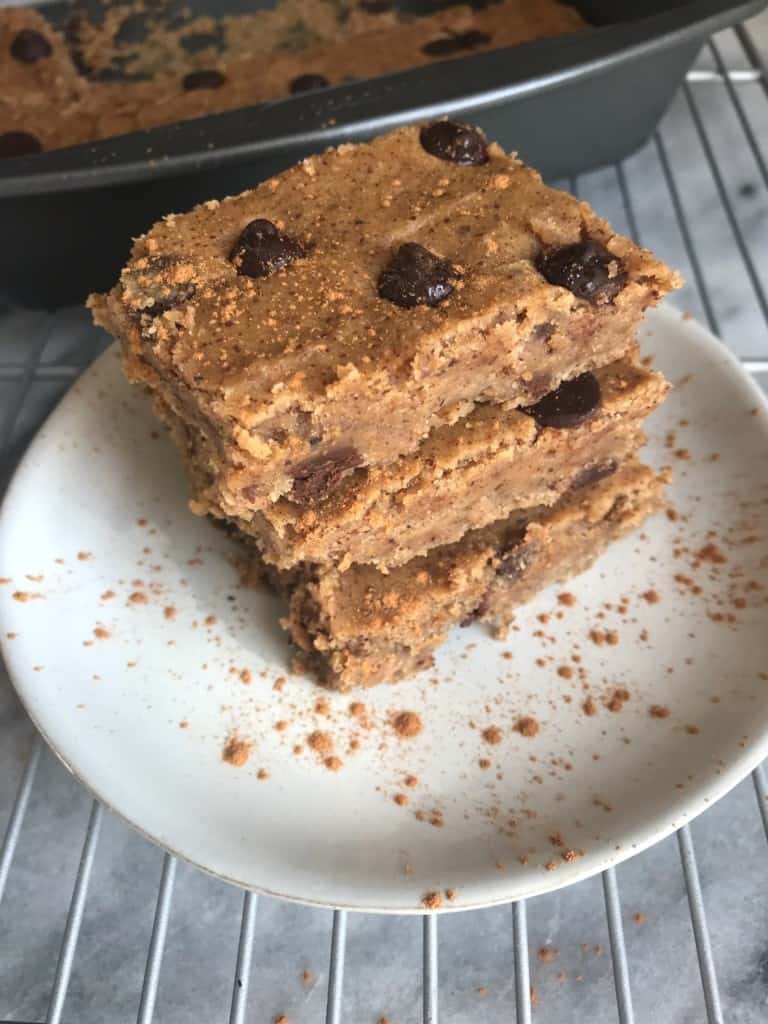 cut up blondies on rack