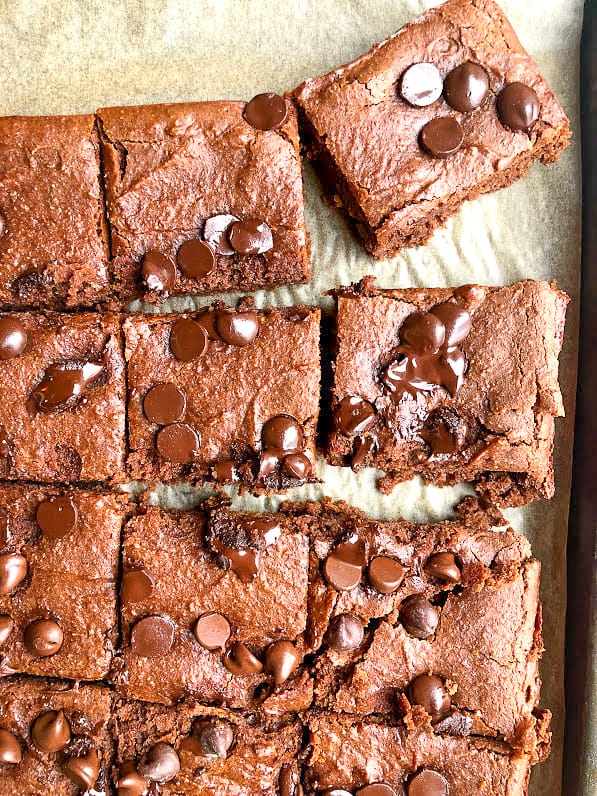 chickpea brownies on a tray