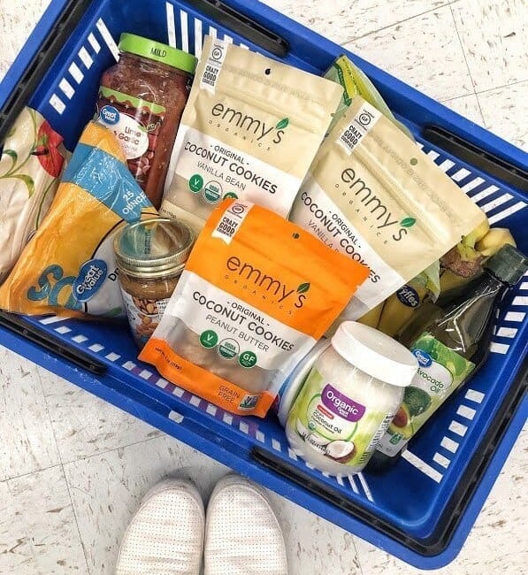 a basket of pantry items from walmart