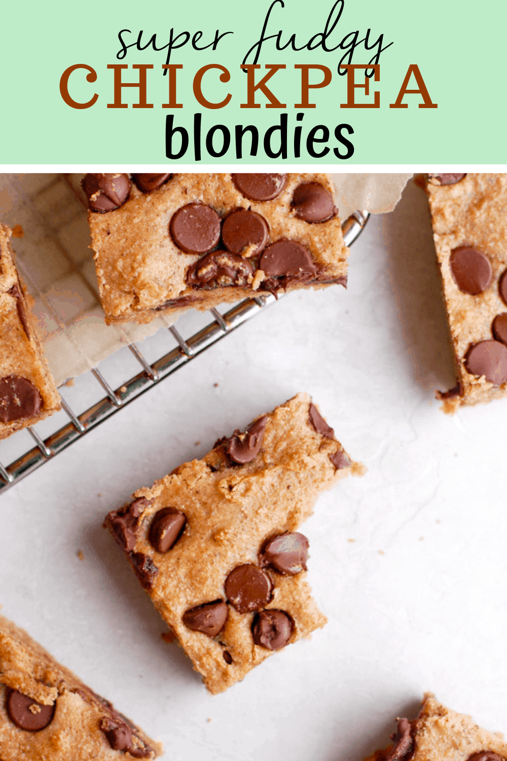 pinterest image for chickpea blondies