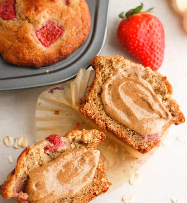 strawberry banana muffin with peanut butter