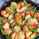 overhead of one pan honey mustard chicken