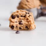 bite into cookie dough ball
