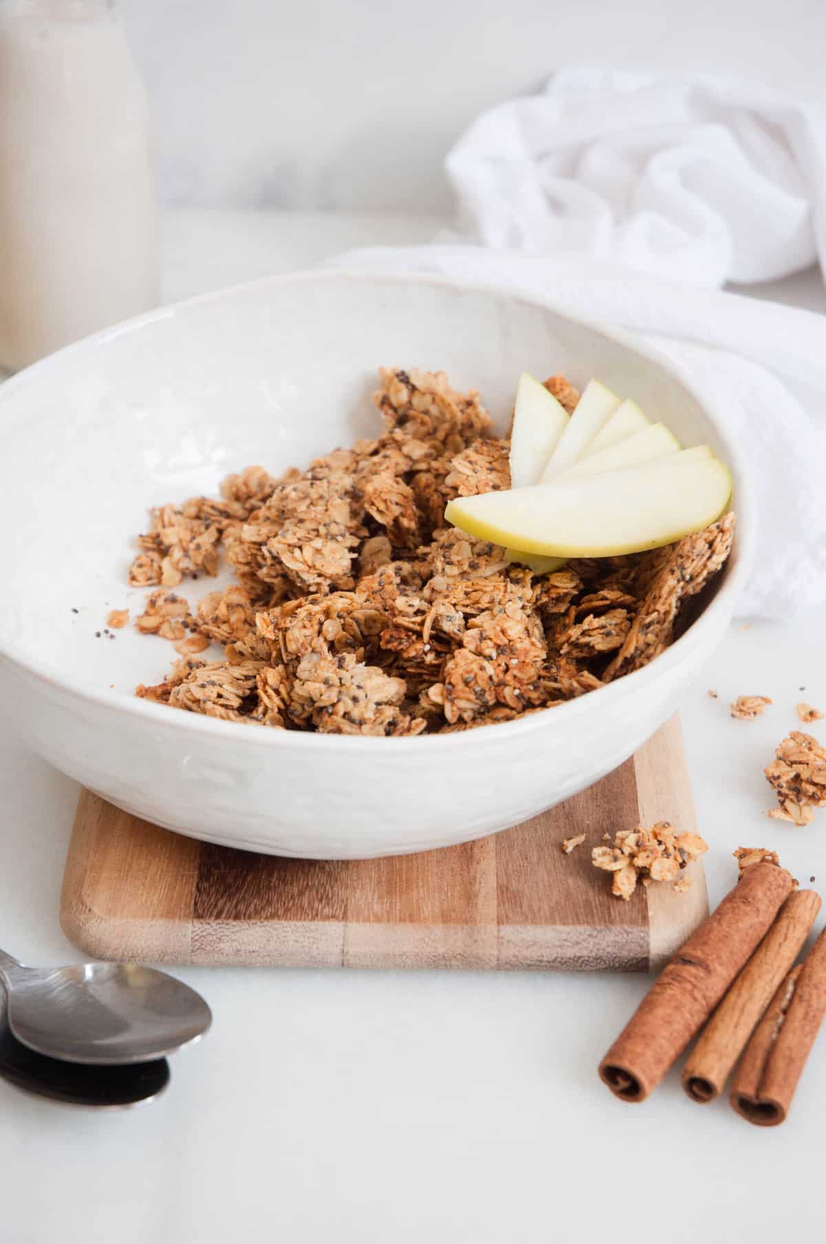 bowl of granola with apples