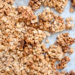 almond butter granola on tray
