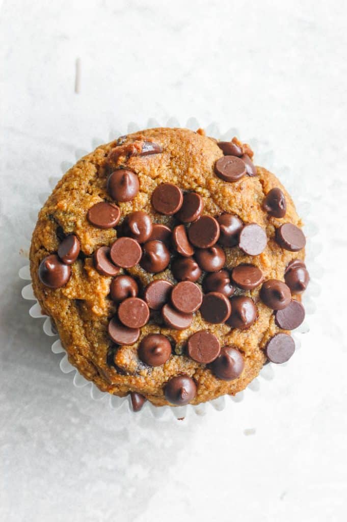 chocolate chips on muffin