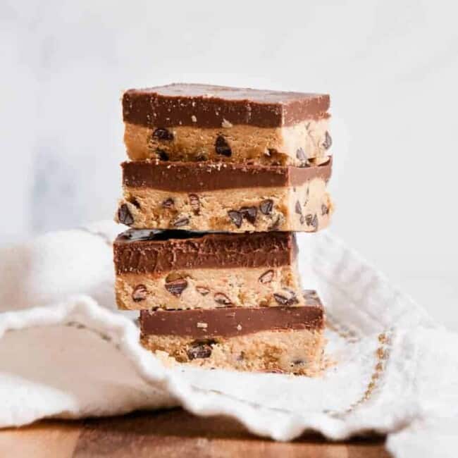 stack of cookie dough bars