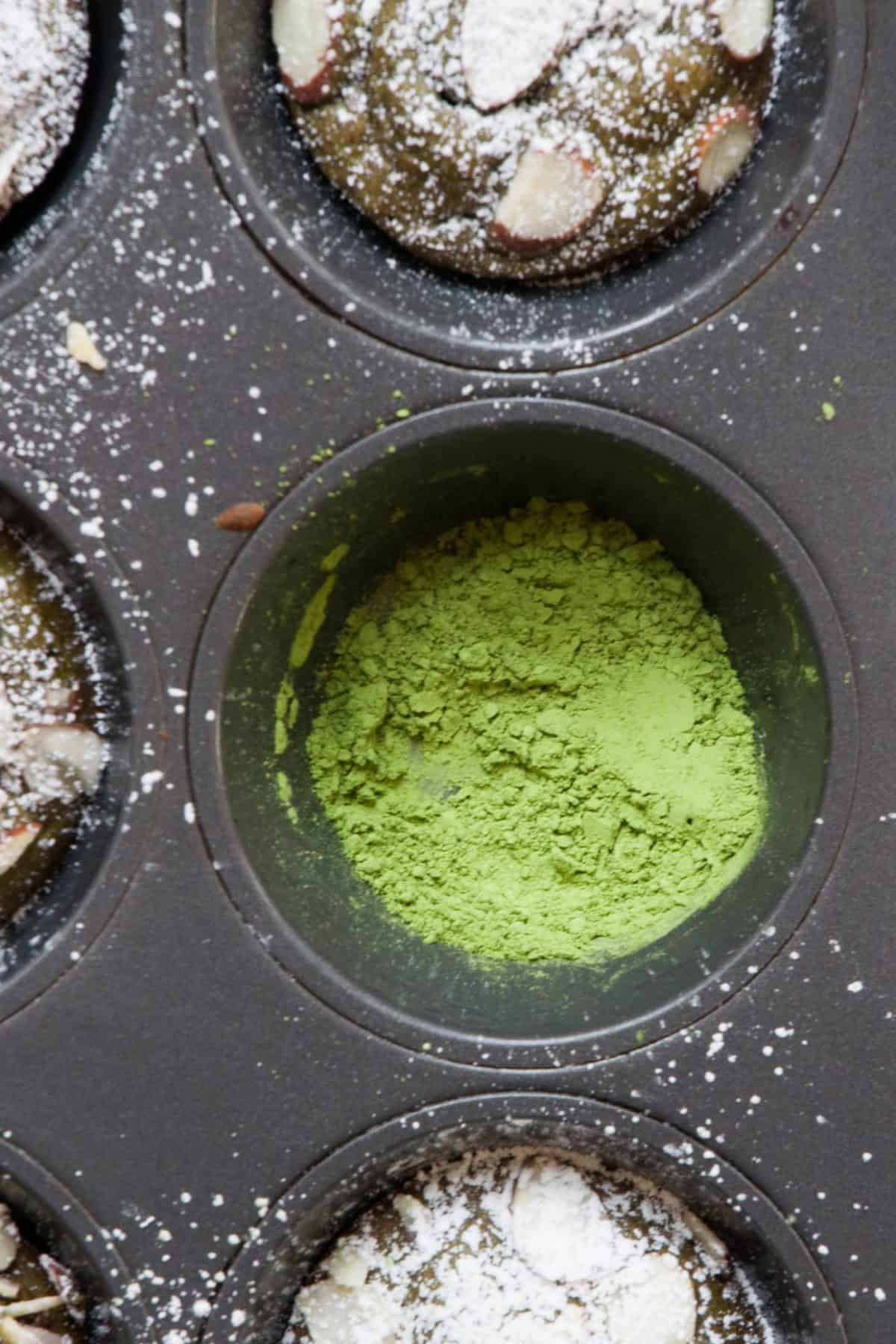 matcha in muffin tin