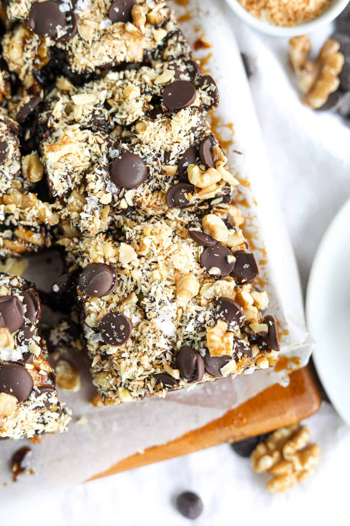 healthier magic bars on tray