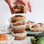 stack of healthy zucchini muffins