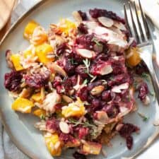 cranberry chicken casserole in dish