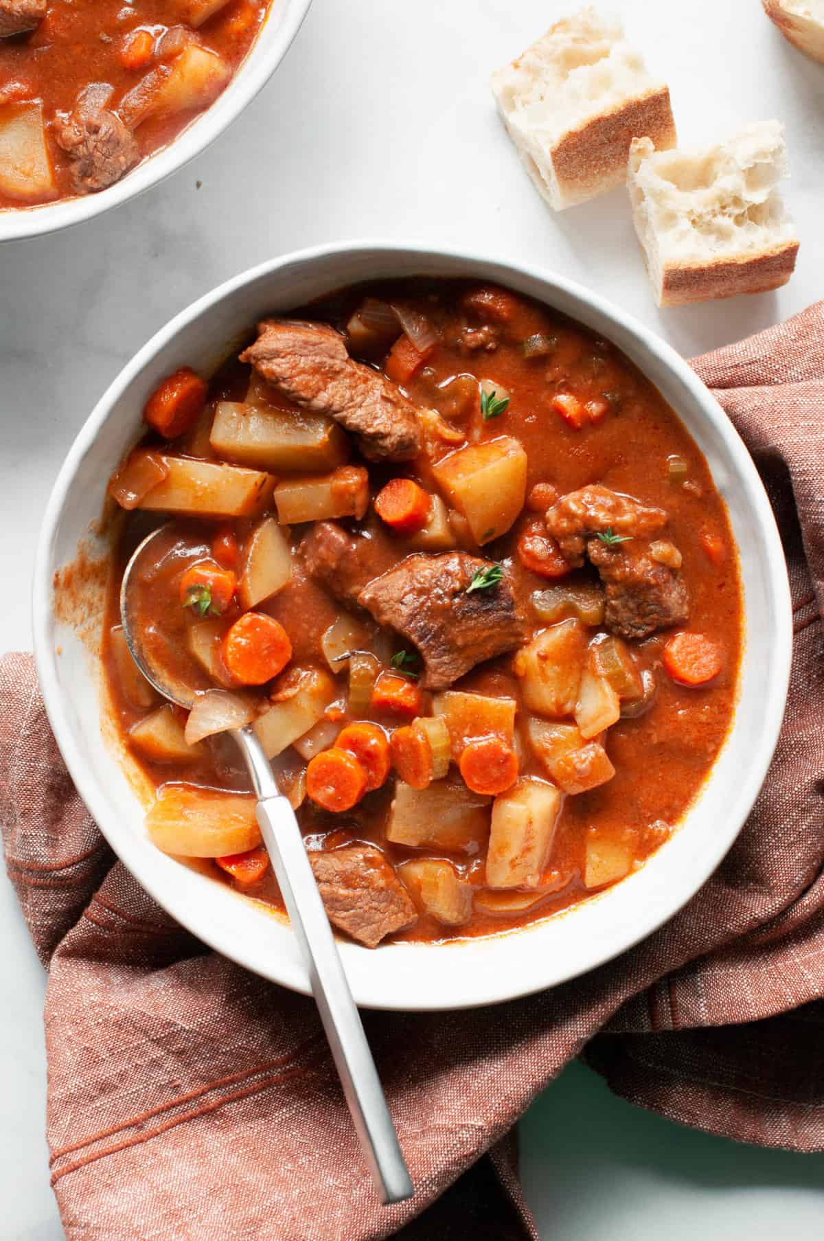 stove top beef stew in a bowl