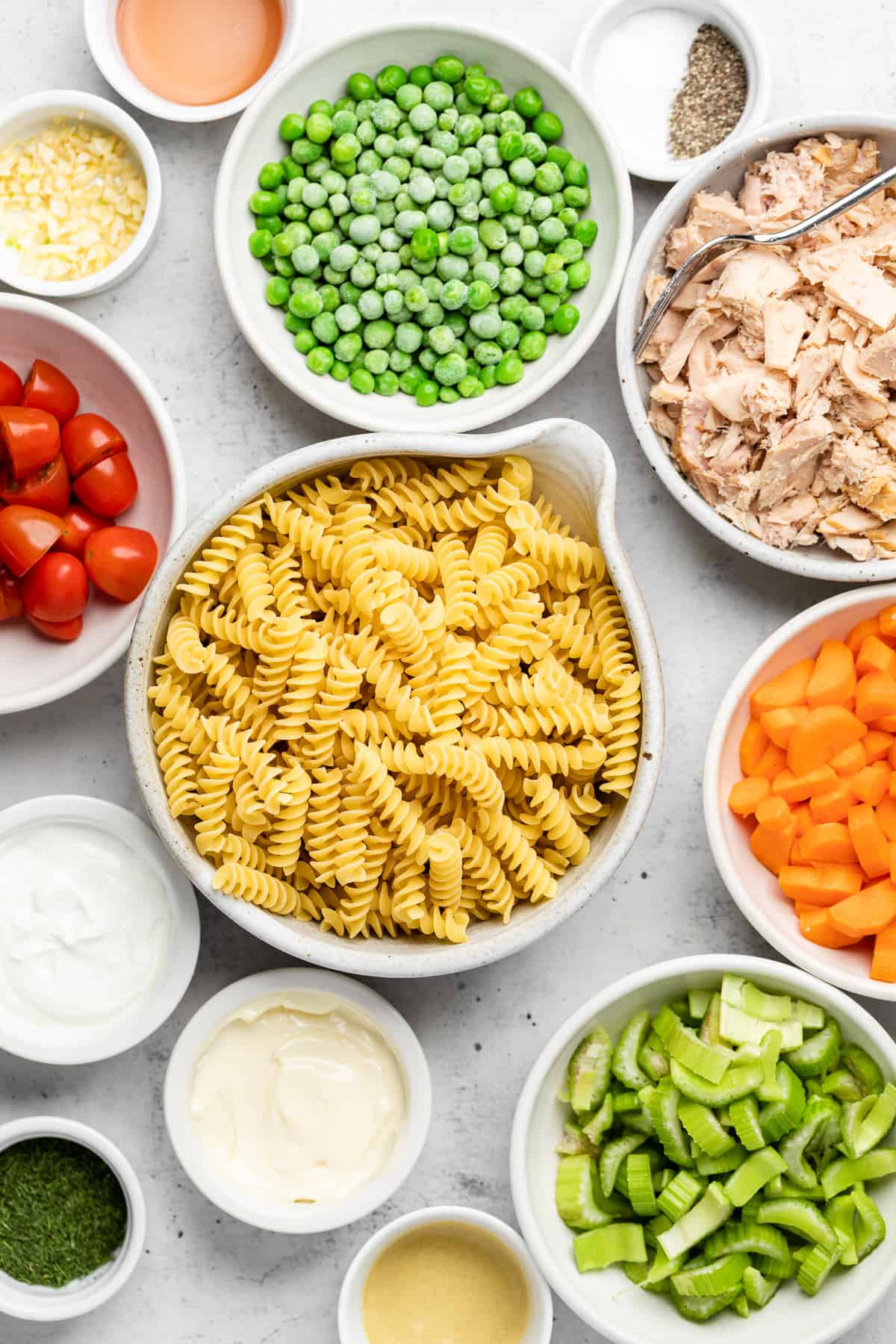 making tuna pasta salad