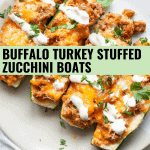 Buffalo Turkey Stuffed Zucchini Boats