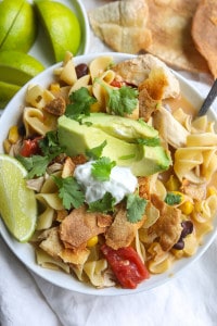 Creamy Chicken Tortilla Soup with Egg Noodles