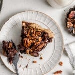 slice of chocolate pecan pie