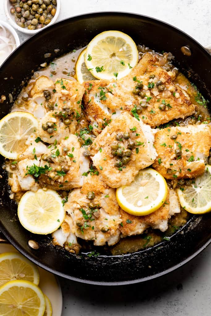 cod piccata in pan