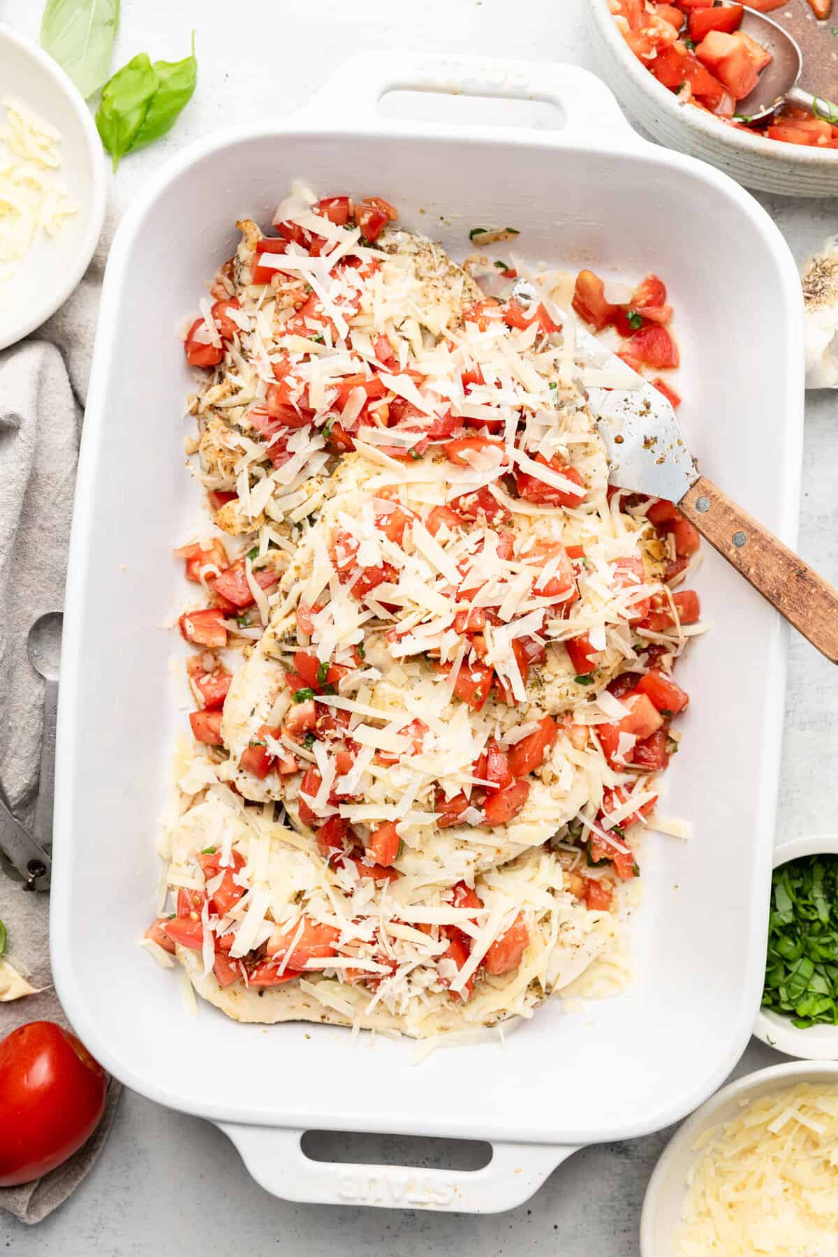 making bruschetta chicken