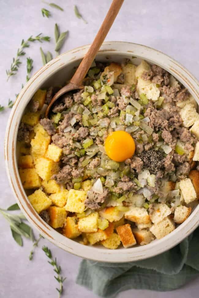Cornbread Sausage Stuffing - Erin Lives Whole