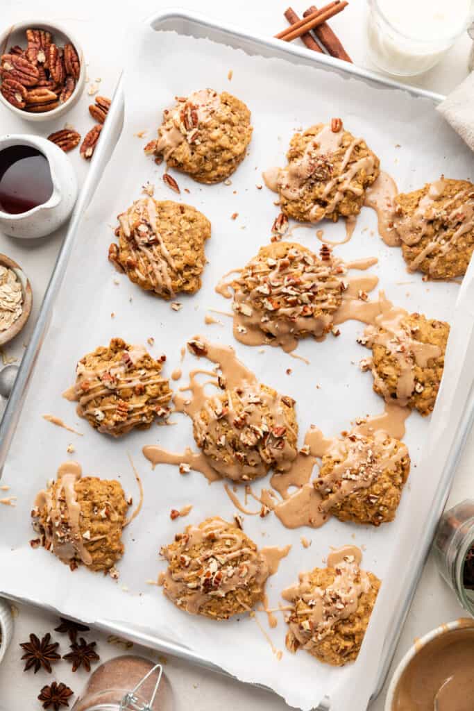tray of maple pecan oatmeal cookies