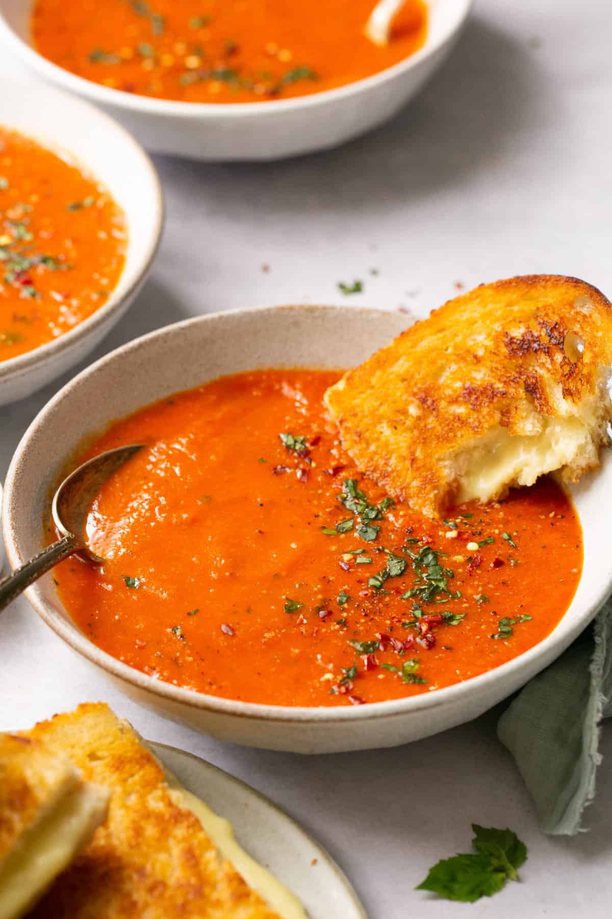 Easy Creamy Tomato Soup with Grilled Cheese - Erin Lives Whole