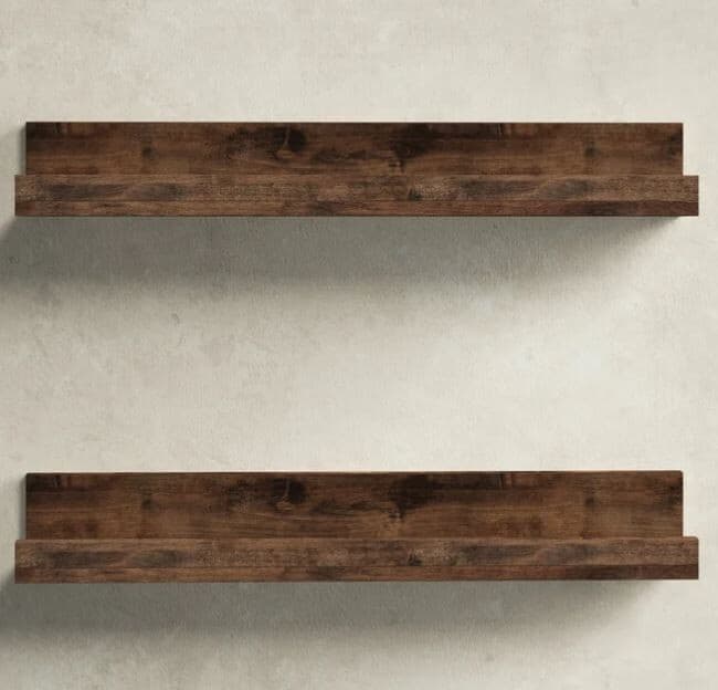 two wood display shelves