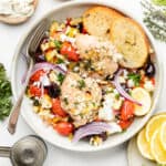 greek chicken in bowl