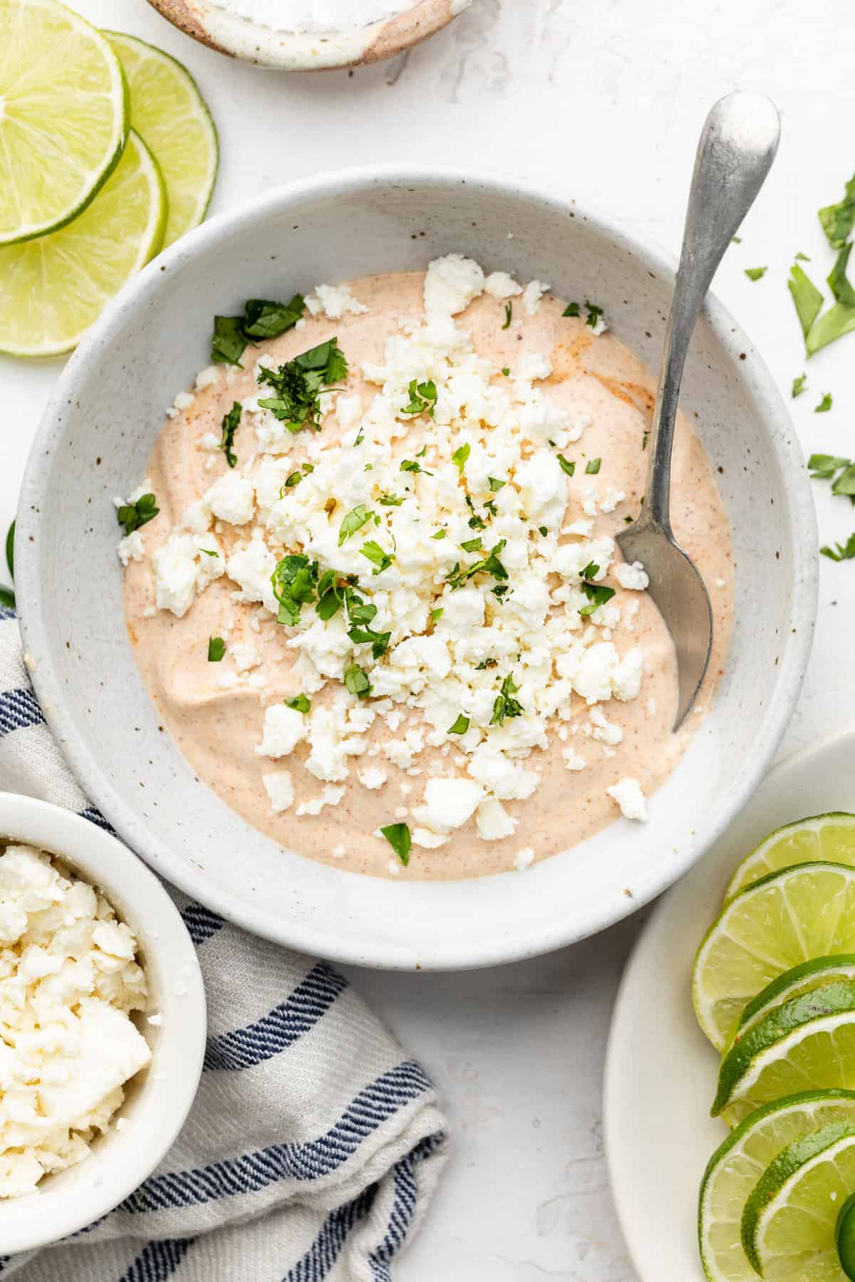 elote dressing in bowl