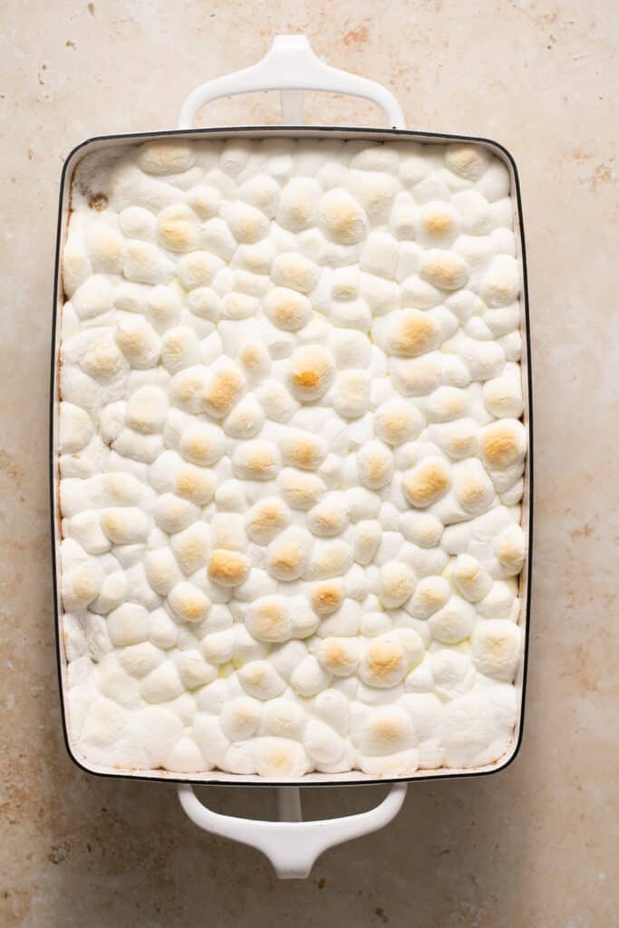 marshmallow topping toasted in dish