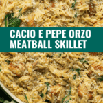 Cacio E Pepe Orzo Meatball Skillet