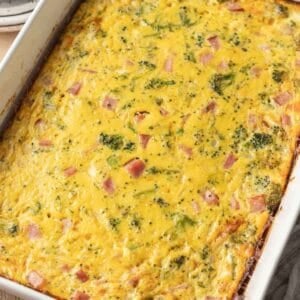 Broccoli Cheddar Ham Egg Casserole