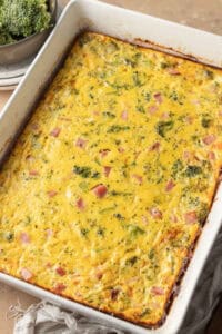 Broccoli Cheddar Ham Egg Casserole