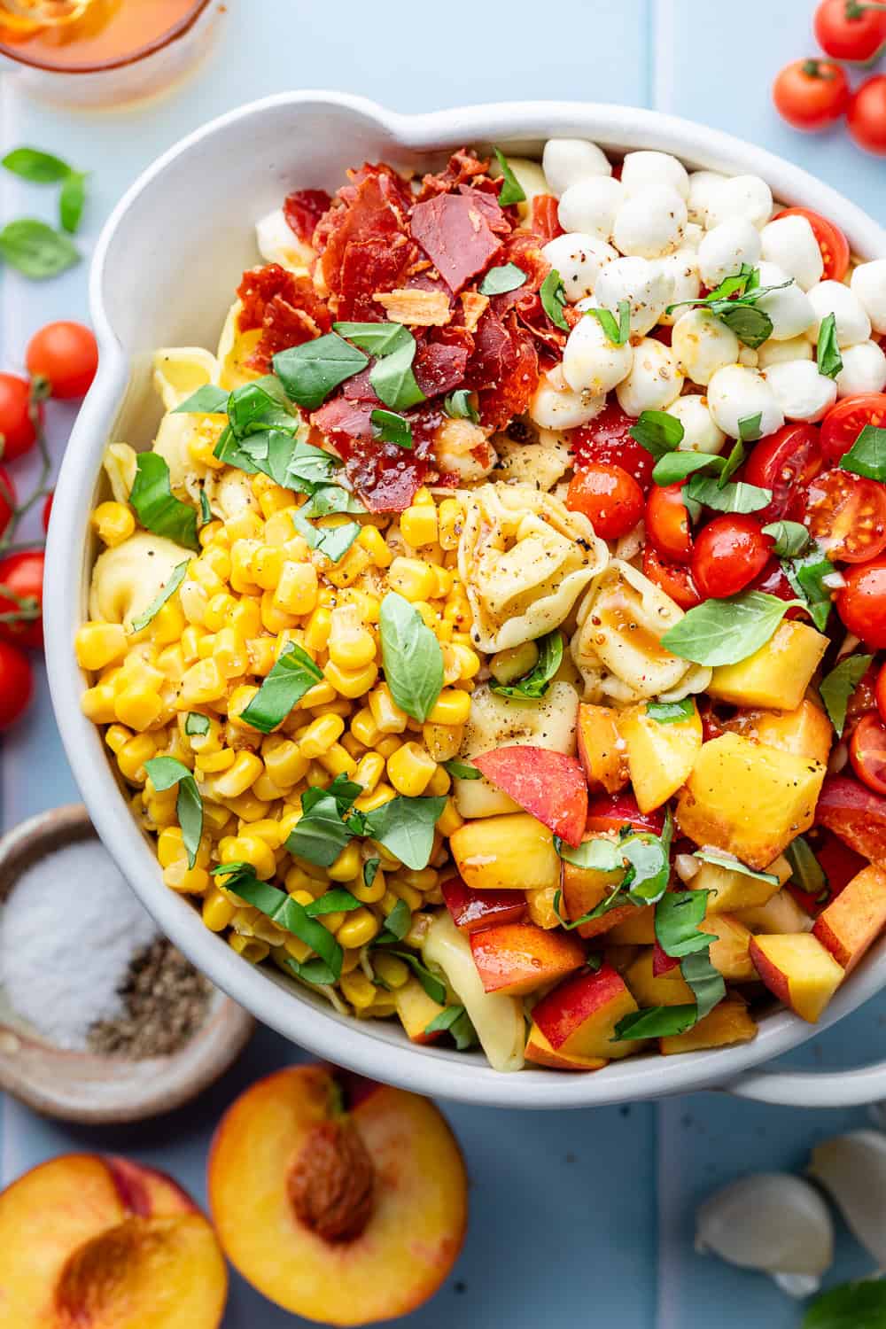 tortellini pasta salad in bowl