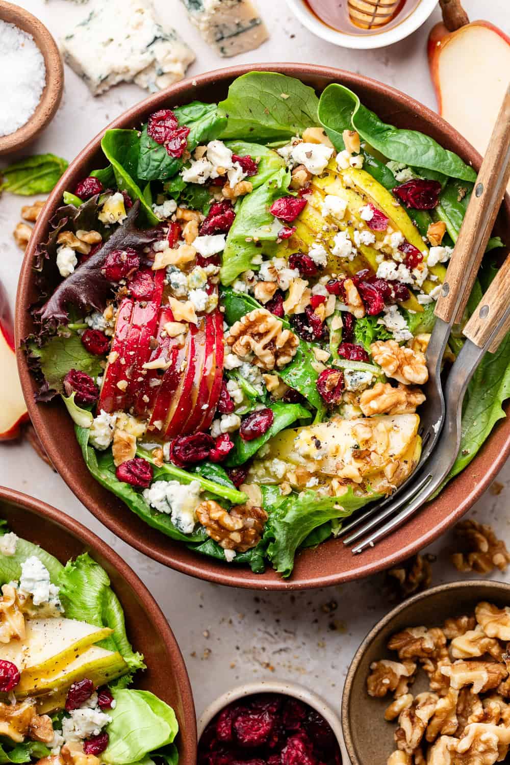 Pear and Blue Cheese Walnut Salad - Erin Lives Whole