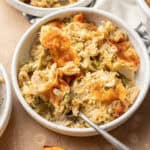 Broccoli Cheddar Spaghetti Squash Casserole in bowl