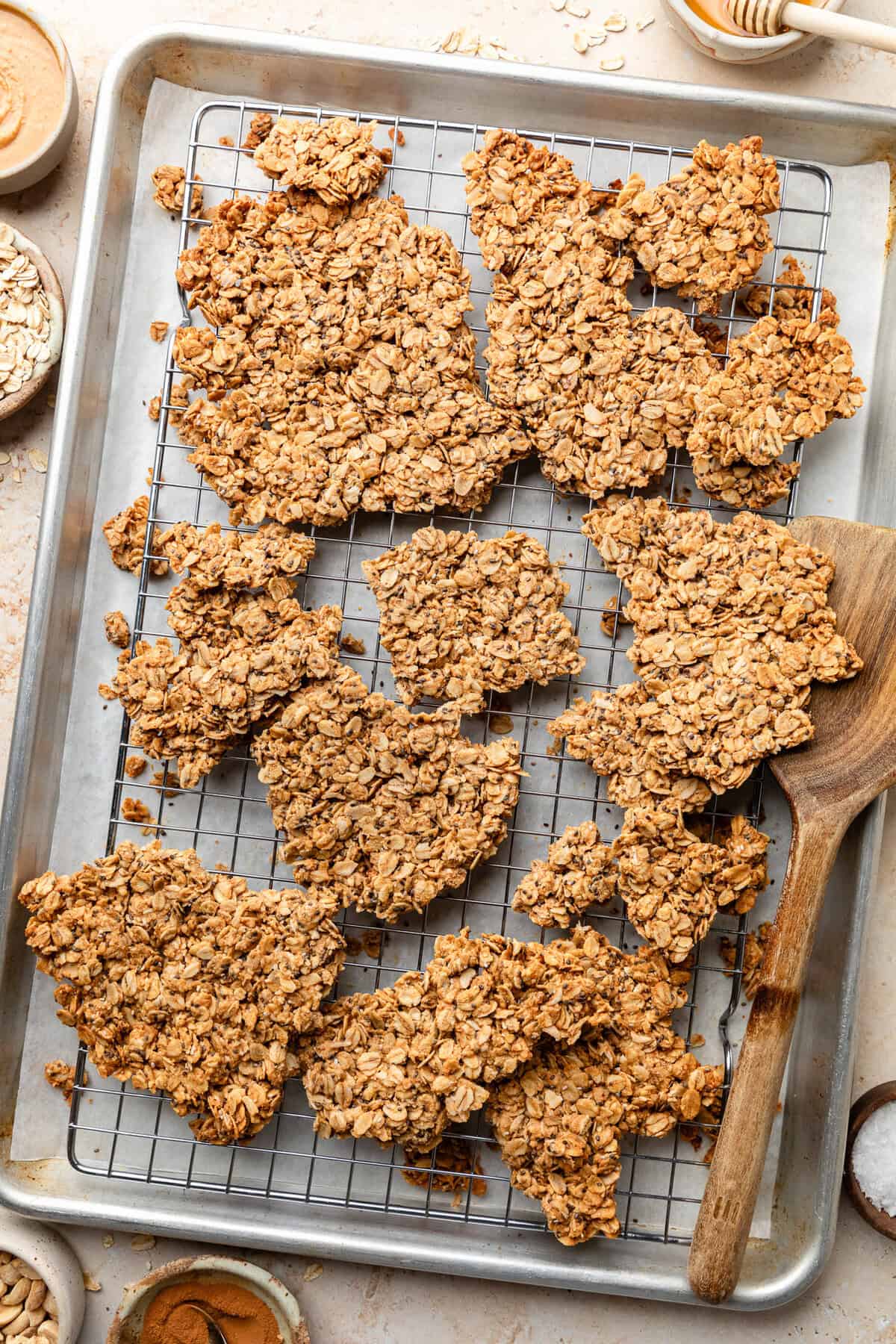 Peanut Butter Granola on cooling rack