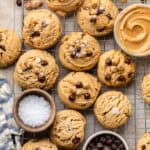 Peanut Butter Chocolate Chip Cookies on cooling rack
