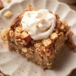 Apple Pie Baked Oatmeal on white plate