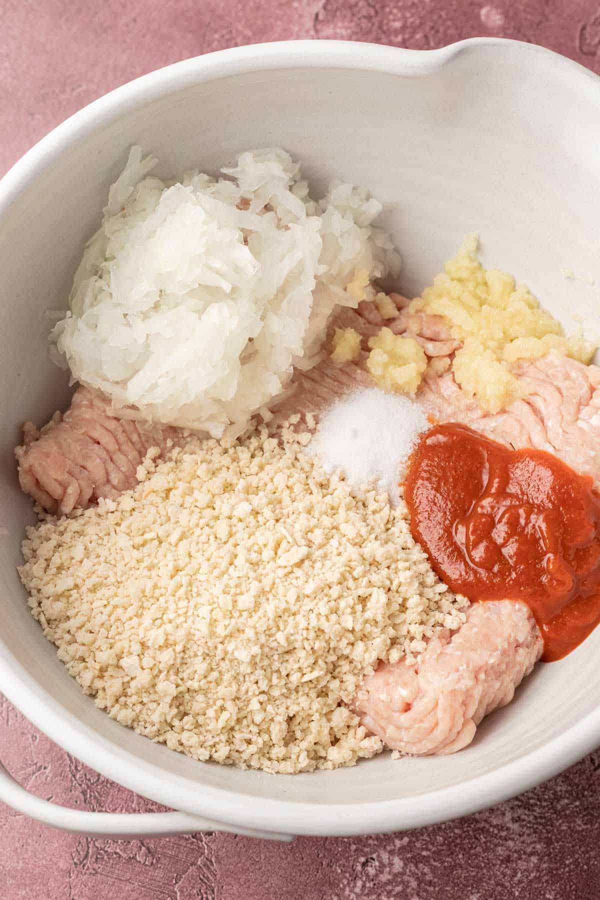 Hot Honey Meatball ingredients in bowl