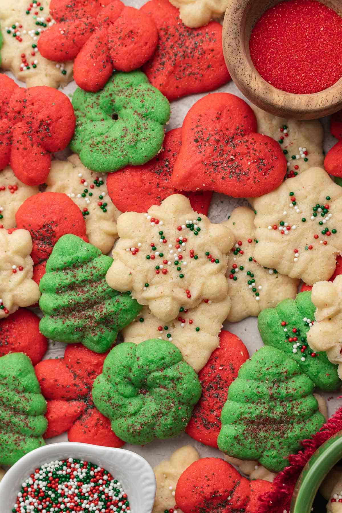 Buttery Spritz Cookies on a tray