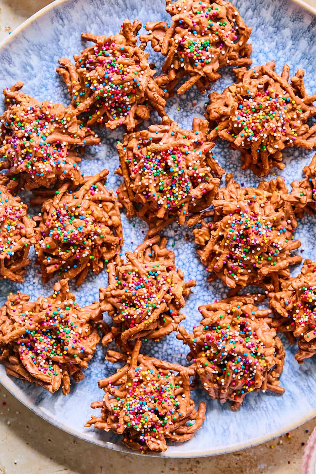 Haystack Cookies with rainbow sprinkles