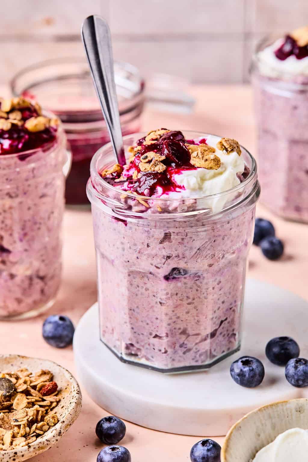 Blueberry Muffin Protein Overnight Oats