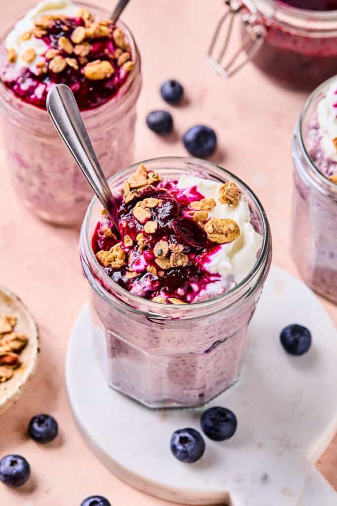 Blueberry Muffin Protein Overnight Oats