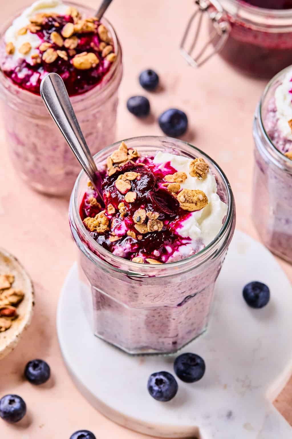 Blueberry Muffin Protein Overnight Oats