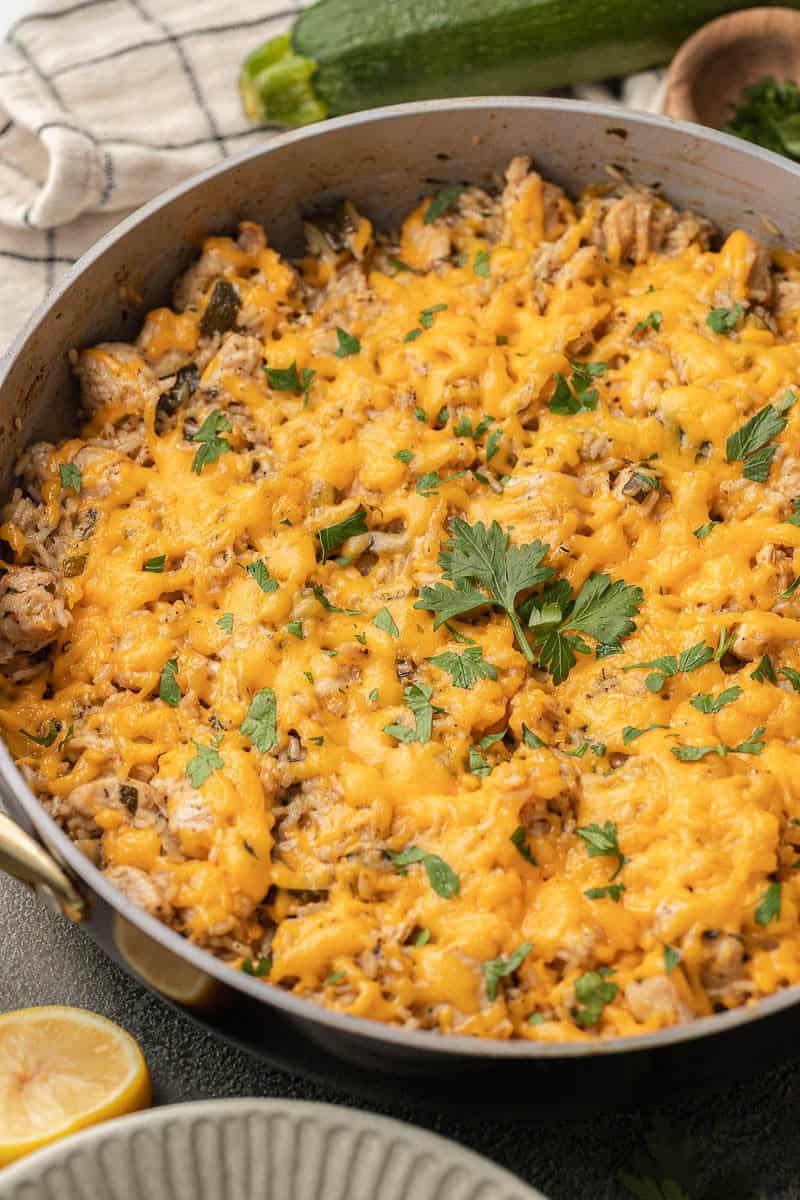 One Pot Cheesy Chicken Zucchini Rice