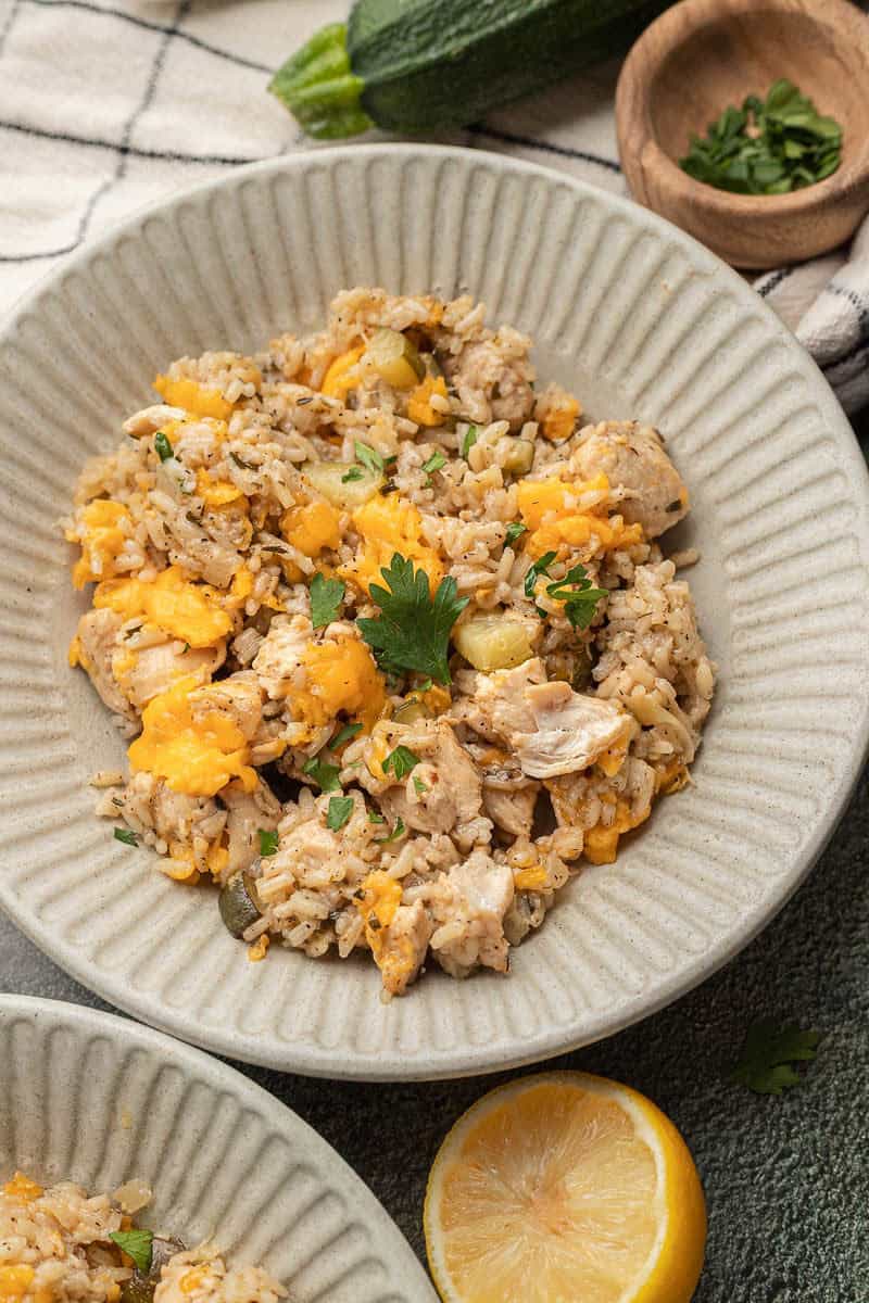 One Pot Cheesy Chicken Zucchini Rice on plate