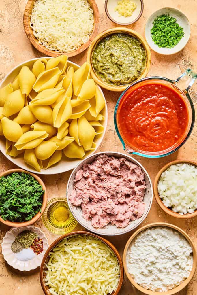 High Protein Pesto Stuffed Shells ingredients