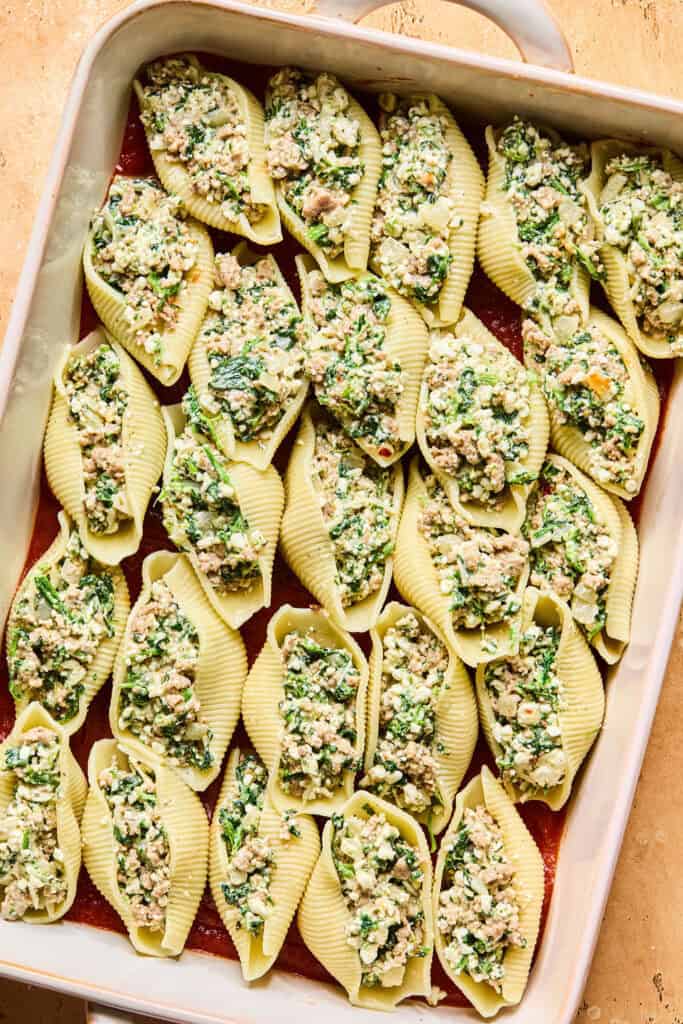 Shells added to pan