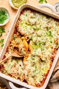 High Protein Stuffed Shells with Pesto