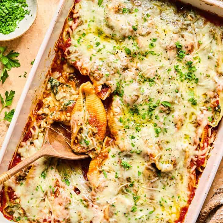 High Protein Pesto Stuffed Shells